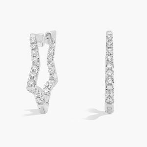 ต่างหูห่วงเพชรเพาะเลี้ยงในห้องปฏิบัติการรูปดาวทองคำขาว 14K - Product Image 2