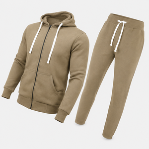 Men Plain Fleece <b>Hoodie</b> and Jogger Pants Set Modern Sports Tracksuit for <b>Workout</b> and Lounge Wear - Product Image 4