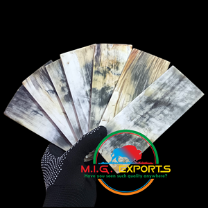 แผ่นเขาสีขาวของวัว พร้อมด้ามจับและแผ่นรองน้ำหนัก สำหรับใช้ทำด้ามมีด ด้ามดาบ ด้ามมีดโกน และด้ามจับชนิดอื่นๆ ฯลฯ - Product Image 1