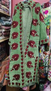 Hand Embroidered Breathable Finished Velvet Long Coat Mandarin Collar Floral Pattern Full Sleeve Winter Wear Multi Color <b>GIFT</b> - Product Image 4