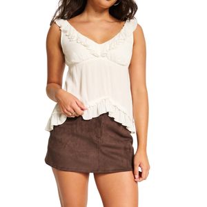 เสื้อกล้ามถักนิตติ้งสำหรับผู้หญิง แขนกุด คอวี ระบายชายเสื้อเป็นชั้นๆ สไตล์ลำลองสำหรับฤดูร้อน  ผ้าโพลีเอสเตอร์/คอตตอน  พร้อมโลโก้ด้านหน้า - Product Image 2