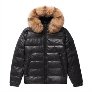 Veste d'hiver matelassée pour homme avec col en fourrure, alternative au duvet, fermeture éclair, vêtement d'extérieur - Product Image 4