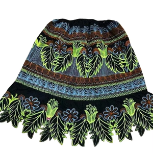 Women's High Quality Floral Embroidered 100% Polyester Hawaiian Islander Breathable Comfortable <b>Knee</b>-Length Skirt Latest - Product Image 3
