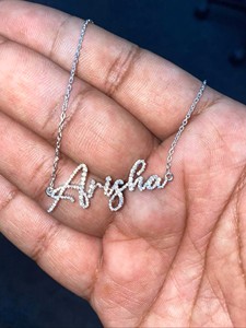 Custom Name Arisha Pendant Necklace 925 Silver Crystal Letter Chain Classic Style Everyday Wear Unisex Jewelry - Product Image 6