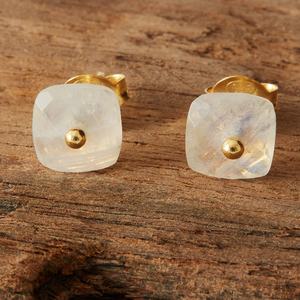 Women's <b>Stud</b> <b>Earring</b> Natural Moonstone Gemstone Bohemian 18K Gold Handmade Jewelry 925 Sterling <b>Silver</b> <b>Stud</b> <b>Earrings</b> - Product Image 1