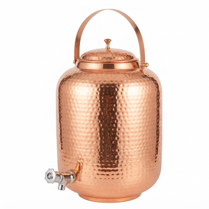 Handmade Hammered Copper Water <b>Dispenser</b> with Tap Lid and Handle Copper Beverage <b>Drink</b> Storage Pot for Home Restaurant Hotel Use - Product Image 1