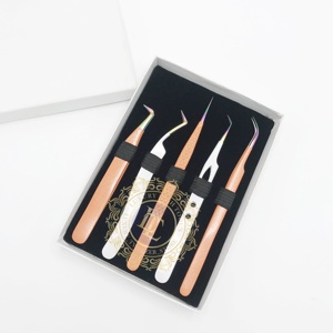 Pinzas para pestañas de acero inoxidable con etiqueta privada de punto arcoíris, pinzas para pestañas con mango suave sostenible, recubrimiento en polvo blanco naranja - Product Image 2