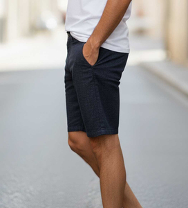 Shorts Bermuda en Coton Uni pour Homme, Taille Mi-Haute, Fermeture Boutonnée, Style Décontracté, Tissu Respirant - Product Image 4