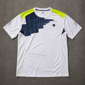 Quick Dry Team Top Custom Padel Jersey Pearl White Acid <b>Lime</b> Quick Dry Micromesh Sublimation Team Shirt OEM - Product Image 1