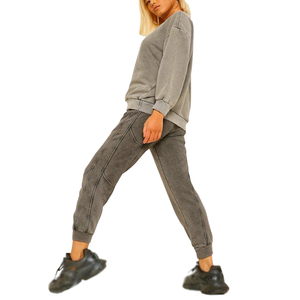 Pantalon de jogging décontracté pour femme, délavé à l'acide, taille basse, uni, avec cordon de serrage, coupe large et ample, style streetwear, 2026 - Product Image 2