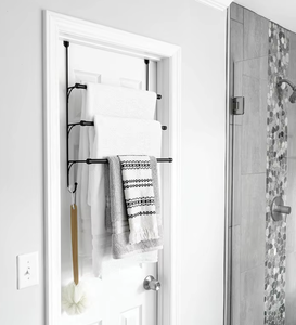 OEM/ODM Adjustable Over the Door Triple Towel Holder Rack with Hooks Bathroom Organizer <b>Hanger</b> <b>Space</b> <b>Saving</b> Storage - Product Image 3