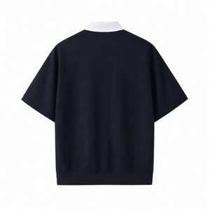 Polo pour homme à col contrasté avec logo personnalisé, de haute qualité, à manches courtes, en coton, style rugby, décontracté, streetwear - Product Image 3