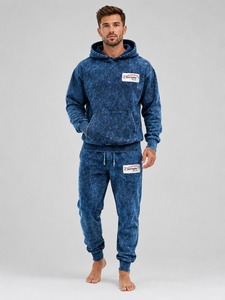 Ensemble de survêtement délavé à l'acide pour homme, style vintage, avec sweat à capuche et pantalon de jogging, en coton de qualité supérieure, pour un look décontracté - Product Image 1