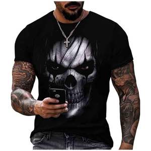 T-shirt personnalisable pour homme en coton peigné 100% avec imprimé crâne musculaire à manches courtes - Product Image 5