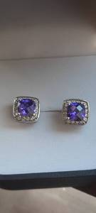 Boucles d'oreilles en argent sterling avec améthyste et zircon, bijoux en pierres précieuses faits à la main, design élégant pour femmes, vente en gros, exportation - Product Image 6