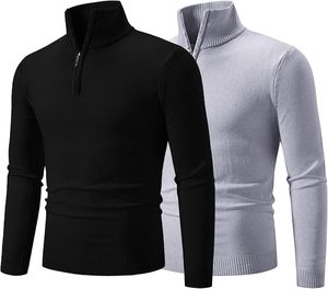Sweat-shirt long chaud pour homme, coupe ajustée, col montant, quart de zip, hiver, 100% coton molletonné, imperméable, imprimé - Product Image 1