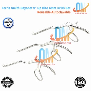 Juego de 3 punzones Kerrison Ferris-Smith de 9 pulgadas y 4 mm con punta ascendente, eje ajustable, rongeur óseo de grado quirúrgico tipo bayoneta |   OldMed - Product Image 1