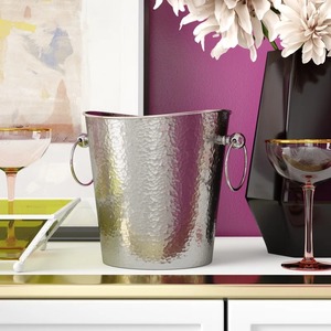Seau à glace rond en métal avec poignées, résistant à la rouille, design industriel, pour fêtes et boissons - Product Image 2