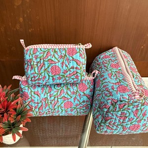 Custom Size Logo Colors Boho Design Cotton Quilted <b>Zip</b> Cosmetic Makeup Make up Toiletry Skincare Storage Pouch <b>Bag</b> with Tassel - Product Image 2