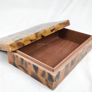Bone Inlay Resin Handmade Polished Jewelry Packaging Box by Artisan Craft for Gifting Necklaces Rings <b>Earrings</b> wood - Product Image 1