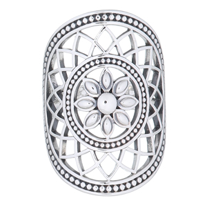 Bohemian Sterling Silver Women's Wedding Gift Party <b>Ring</b> Flower Design Bangkok Origin <b>Plain</b> Silver Jewelry Model 23052 - Product Image 2