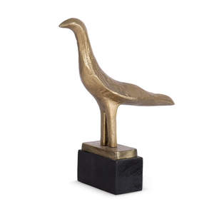Sculpture d'oiseau mouette en métal doré avec base noire, figurine d'oiseau côtier moderne, objet décoratif de table pour la maison et le bureau - Product Image 5