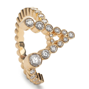 Anillo de Cóctel de Oro Sólido de 18K para Mujer, con Diamante de Corte Brillante Redondo, Diseño Geométrico, Joyería de Compromiso - Product Image 2