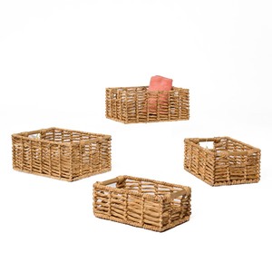 Water Hyacinth Vintage Rectangle Basket Eco Woven Handcrafted Organizer Home Kitchen <b>Bath</b> Leading Natural Material Trend Export - Product Image 2