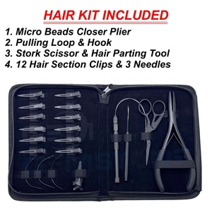Professional Durable Reusable Stainless Steel Hair Extension Tool Kit Flat Nose Teeth Plier Micro Bead Loop Needle Section Clips - Product Image 2