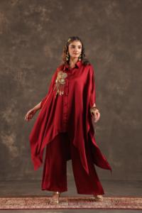 <b>Kaftan</b> <b>Top</b> with Pant Maroon - Product Image 3