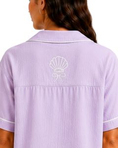 Conjunto de Pijama Personalizado de Lavanda para Mujer, Manga Corta, con Botones, Ropa de Dormir Suave y Transpirable, Conjunto Casual para el Verano - Product Image 6