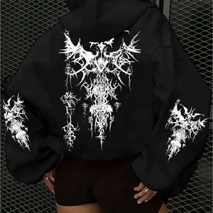 Sudadera con Capucha 100% Algodón para Mujer, Estilo American Gothic, Otoño/Invierno, Ecológica, Casual, Unisex, Streetwear - Product Image 2