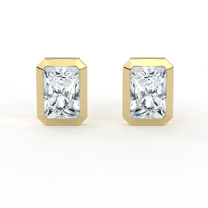 Boucles d'oreilles clous POOJA DIAMOND en or 14K 18K avec diamants de laboratoire 2 carats taille Radiant sertis clos, certifiées IGI, bijoux fins de luxe unisexe - Product Image 2