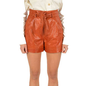 Shorts de Cuero para Mujer al Por Mayor, Cintura Elástica Transpirable, Nueva Colección de Temporada, Shorts de Piel de Oveja para Mujer - Product Image 6