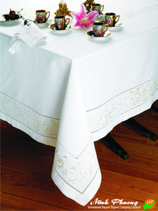 Handmade Cotton <b>Linen</b> Blend <b>Tablecloth</b> with Traditional Handmade Embroidery Motifs Custom Size Best Sale VNAP NP024 - Product Image 2