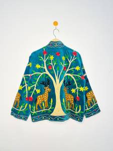 Luxury Velvet Suzani Bomber <b>Jacket</b> <b>Women</b> Artisan Embroidered Lightweight Bohemian Statement Wear Vintage Autumn <b>Summer</b> - Product Image 4