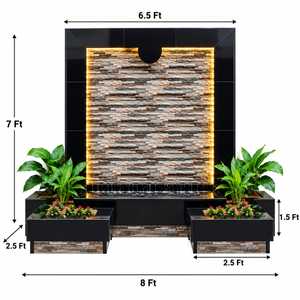 Fuente de Agua Moderna de 8 Pies de Ancho y 7 Pies de Alto, Cascada de Pared para Interiores y Exteriores con Panel de Textura de Piedra y Retroiluminación LED - Product Image 2