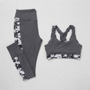 Ensemble de sport côtelé noir en nylon pour femme, collant personnalisé, tenue longue d'automne-hiver, idéal pour la gym, le fitness, l'entraînement et le yoga, extensible - Product Image 2