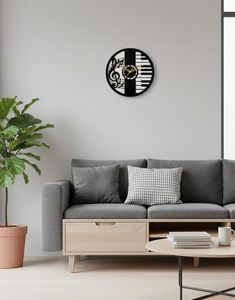 Modern Vintage Vinyl Guitar Pattern Metal Round Quartz Analog Hanging Wall <b>Clock</b> <b>LED</b> Night Light Creative Art Design Home Decor - Product Image 3