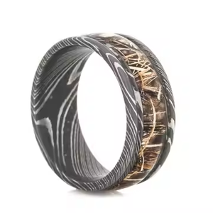 แหวนแต่งงานเหล็กดามัสกัส SJ SJ-RN-1207 สำหรับทั้งชายและหญิง รูปทรงบิดเกลียว ประดับเหล็ก สามารถปรับแต่งได้ เหมาะสำหรับงานหมั้น งานครบรอบ งานปาร์ตี้ ทันสมัย - Product Image 2