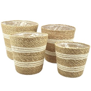 Natural Bamboo Plant <b>Basket</b> Handmade Eco Friendly <b>Flower</b> Pot Holder Decorative Storage <b>Basket</b> <b>For</b> Indoor Outdoor Use - Product Image 5