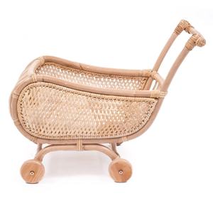 Natural Rattan Kid Toy Handmade Wicker Baby <b>Doll</b> Stroller Pram Walker Eco Friendly Pretend <b>Play</b> Pushcart For Toddlers - Product Image 4