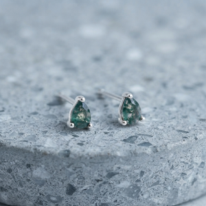 925 Sterling <b>Silver</b> Moss Agate Stone <b>Stud</b> <b>Earrings</b> Gold Plated Dangle <b>Earrings</b> <b>for</b> <b>Women</b> Party Gift - Product Image 2