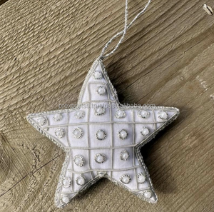 Adorno de estrella cristiana de latón hecho a mano, decoración colgante de árbol de Navidad para niños con cuentas bordadas, hogar festivo de vacaciones - Product Image 4