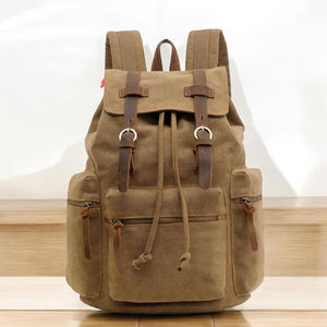 Mochila de Lona y Cuero, Bolso de Viaje Impermeable para Portátil, con Cierre, Venta al Por Mayor, Directo de Fábrica, LCB-0058 - Product Image 1