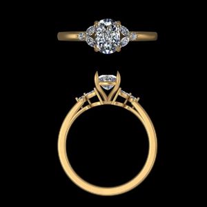 Anillo de Compromiso con Diamante de Corte Ovalado de 1.19 Quilates en Oro Amarillo de 18k, Joyería Nupcial de Tres Piedras Hecha a Mano para Mujer, Elegante - Product Image 3