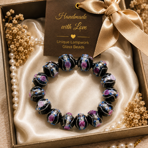 Cuentas de cristal de vidrio lampwork negras para pastel de boda, con espiral plateada, 12 mm |   EXCEL EXPORTS Cuentas Decorativas para Pendientes y Collares - Product Image 4