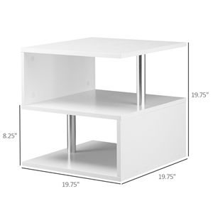 Tavolino da Caffè a 3 Livelli a Forma di S in MDF Bianco con Piano Sollevabile e 2 Pali di Supporto in Acciaio, Tavolino Multilivello per Soggiorno - Product Image 3