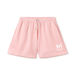 Pak Muntaha Impex Men's Pink Cotton <b>Shorts</b> With Drawstring Waist Breathable Casual Sport Wear Front Logo Print - Product Image 1