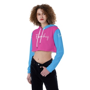 Sudadera Corta con Capucha para Mujer, 100% Algodón, Manga Larga, Estilo Urbano, Personalizable - Product Image 1